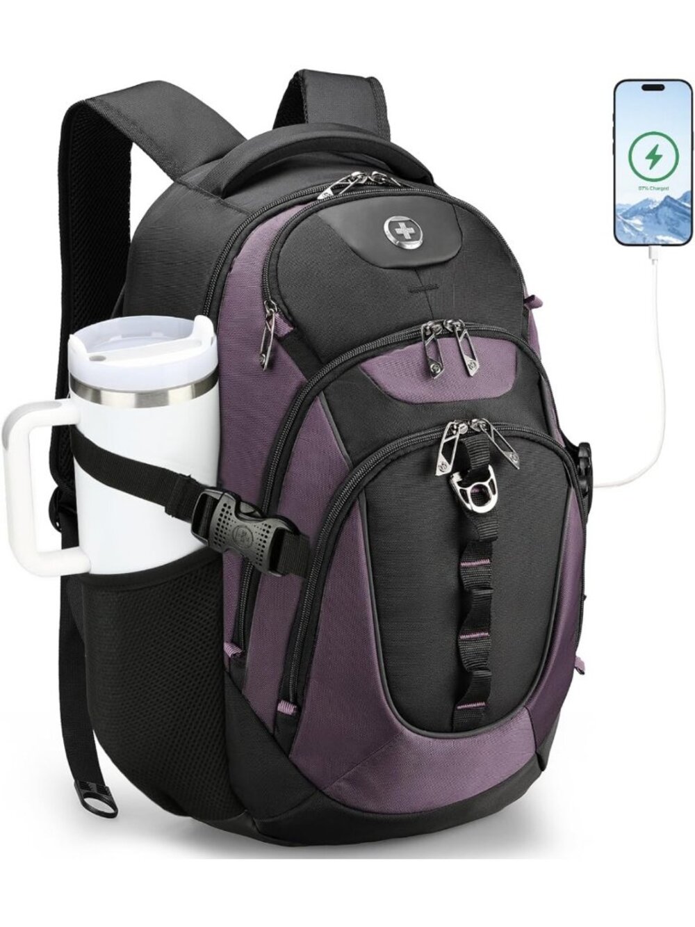 Stylish Laptop Backpack for Men with USB Charging Port & Multiple Pockets